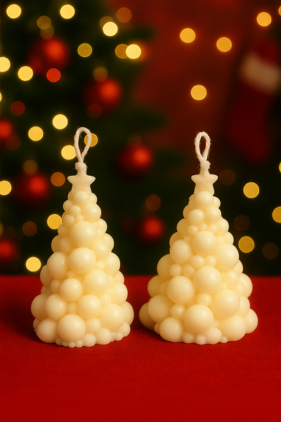 Christmas Tree Pillar Candle - Bubble Style Small x 2