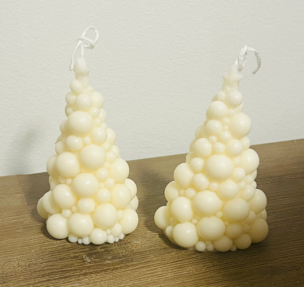 Christmas Tree Pillar Candle - Bubble Style Small x 2